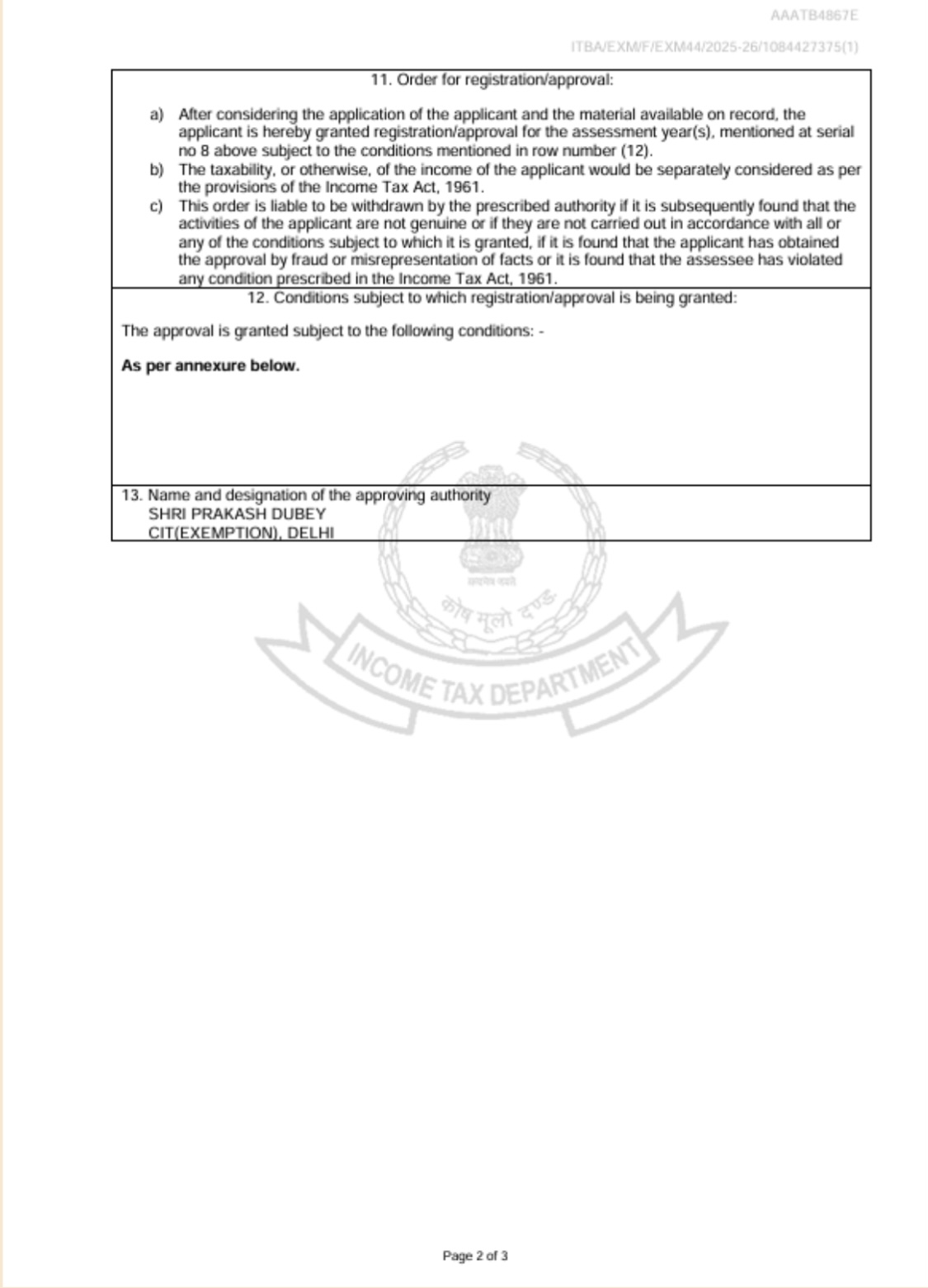 80G Registration Certificate — Page 2